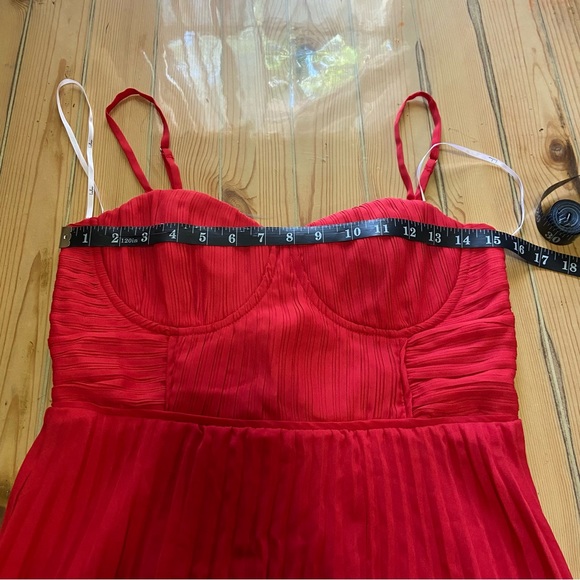 NWOT Lulus Cascading Crush Red Tiered Bustier Midi Dress - Picture 8 of 10